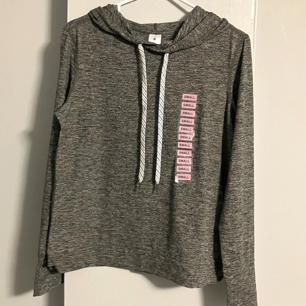 NWOT Member's Mark Women's Soft Pullover Hoodie Black/Gray Heathered Size S